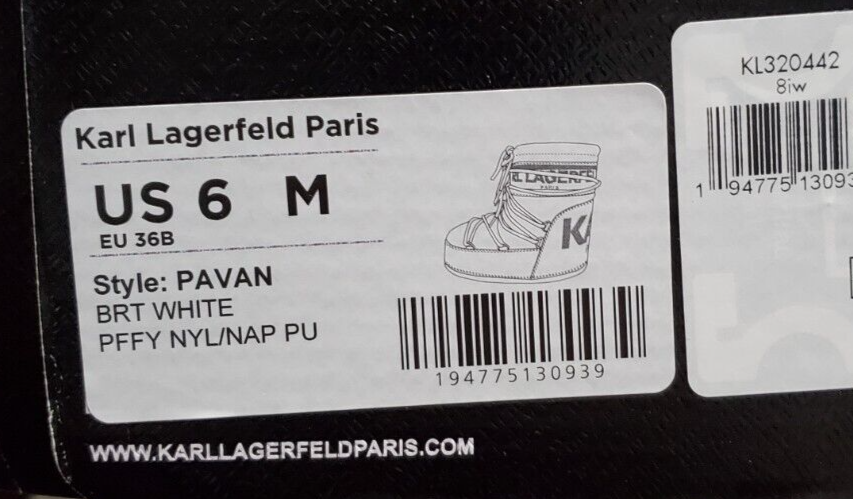 Karl Lagerfeld Paris PAVAN logo winter booties/ BRT White/ Size 6M 1C