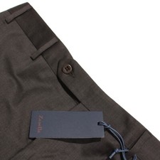 Zanella NWT Dress Pants Size 34 US Devon In Solid Brown 100 Wool