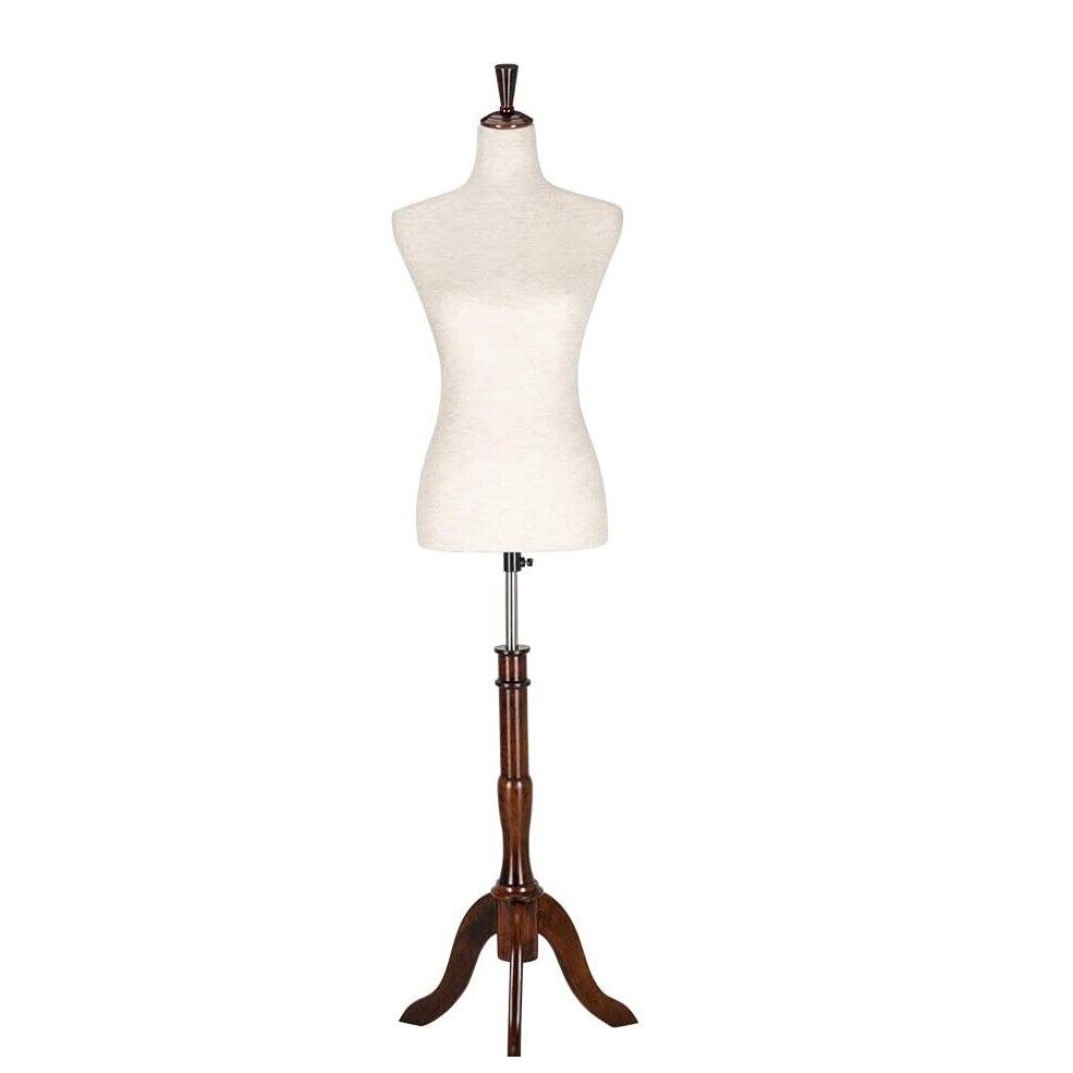 Female Dress Form Mannequin Torse Body w/ Adjustable Wood Stand Clothing  Display