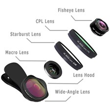 4K HD Wide Angle Macro CPL Fisheye Phone Lens Universal Clip for iPhone Android