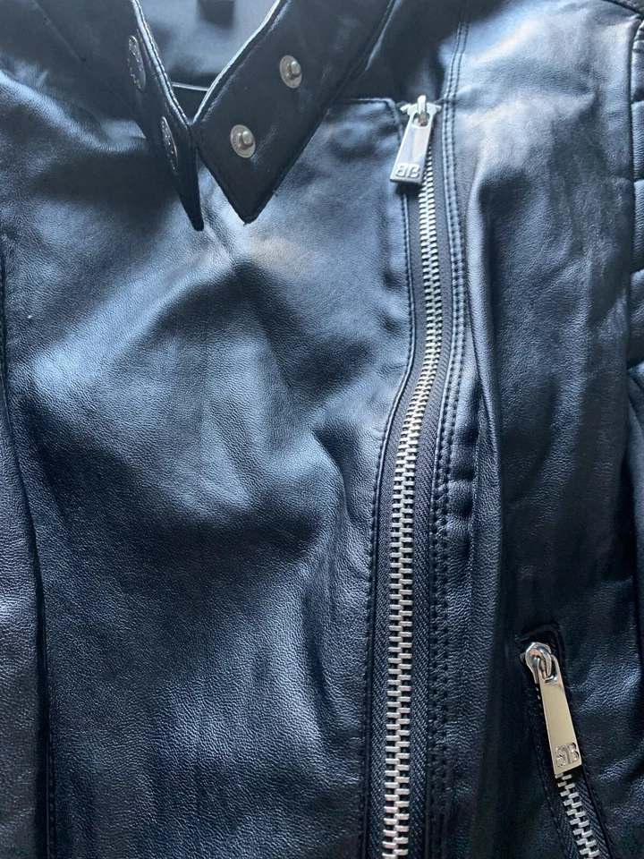 bisou bisou michele bohbot viscose black leather jacket size xs - Image 3 of 4