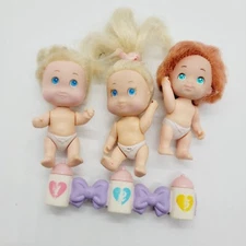 Vintage 1990 TYCO Quints triplets Mini Doll Babies and feeding bottles