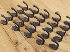 25 Small Rustic Coat Hooks Cast Iron Wall Mount Hat Hook Towel Cap Dog Leash Key