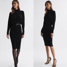 Reiss black Freya cashmere & wool blend sweater dress