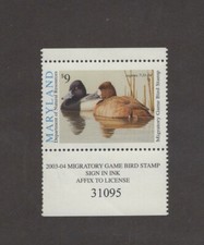 MD30 - Maryland State Duck Stamp. Single. MNH. OG. Lower Tab. #02 MD30lotcc