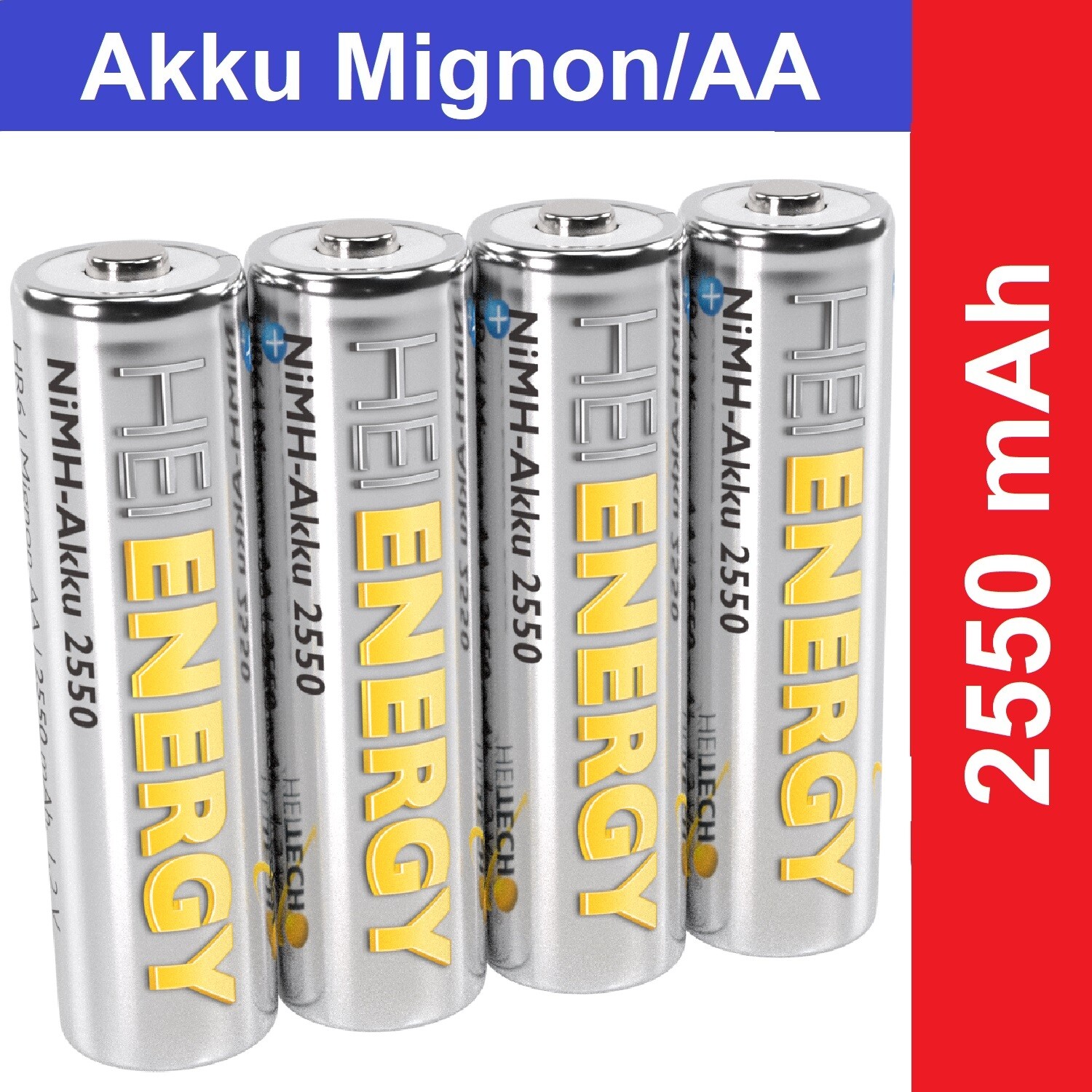 Thumbnail - 4 X Heitech Nimh Akku Mignon Aa Hr6 2550 Mah