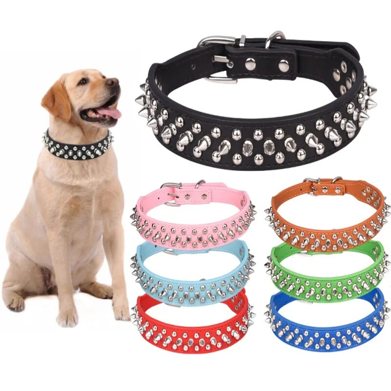 Spikad Studed Dog Rivet Adjustable PU Leather  for Pet XXS M L XL XXL 9 Color - Image 2 of 4