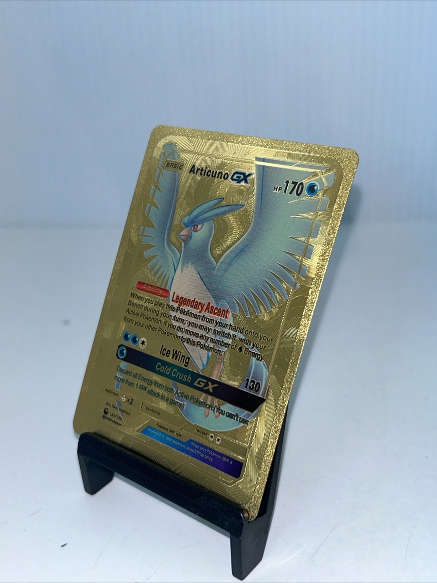 Articuno GX Metal Gold Foil Pokemon Card Fan Art Display