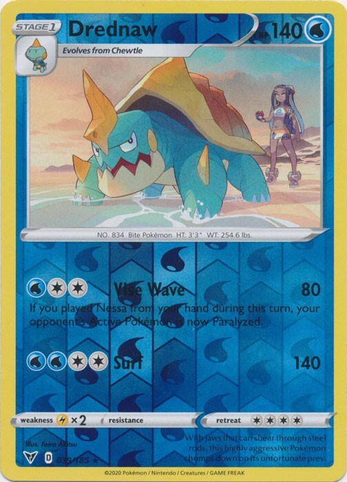 Reverse Holo Drednaw 039/185 Vivid Voltage Rare Pokemon TCG