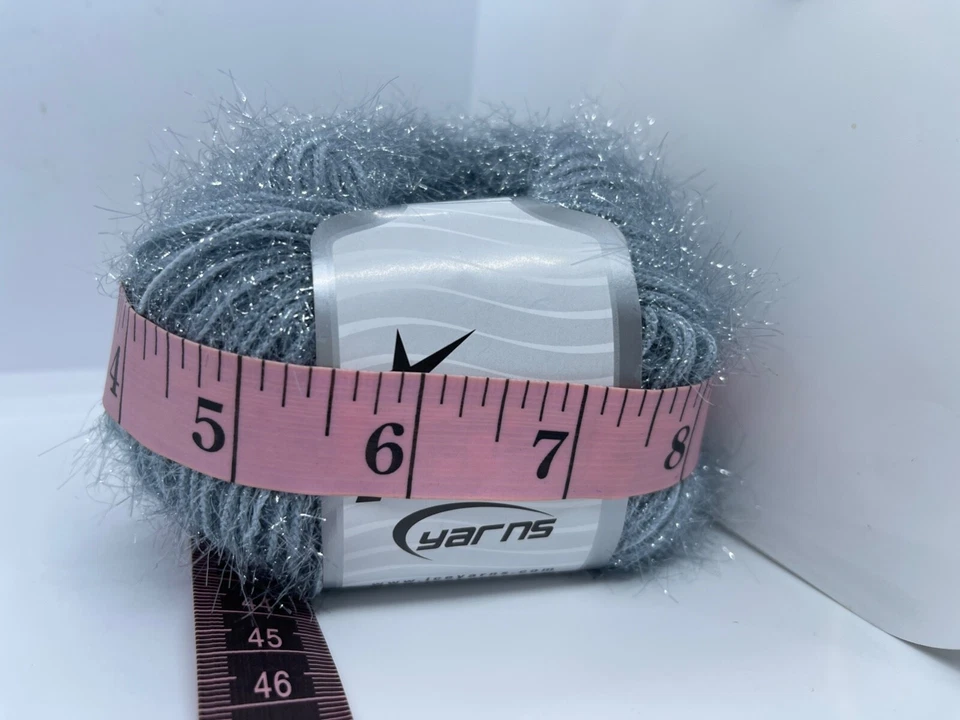 Sparkle Soft Grey 68303 Ice Yarn Metallic Lurex Nylon Eyelash Yarn 50g 153y - Image 2 of 4