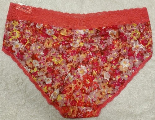 NWT No Boundaries Lace Hipster Panties Size XXXL 21 Orange W/Multicolor Floral - Picture 3 of 3