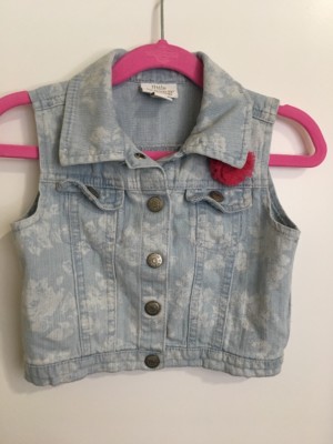 Little Maven 4y Little Girls Denim Jean vest Pink Tulle Flower Tori