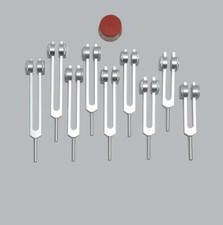 9 Pc Set Weighted Chakra Tuning forks Tuners for Sound Healing Therapy Activator