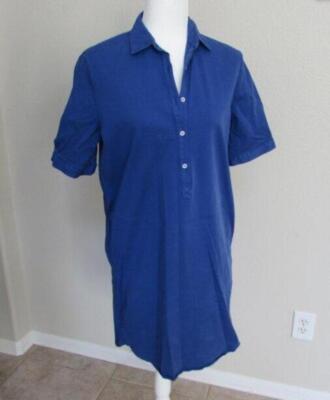 J. MCLAUGHLIN womens Sm Arissa royal blue s/s twill popover collared dress