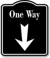 One Way Down Arrow BLACK Aluminum Composite Sign