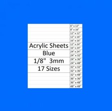 BLUE Cast Acrylic Plexiglass Sheets 1/8  Thick 3mm 17 Sizes