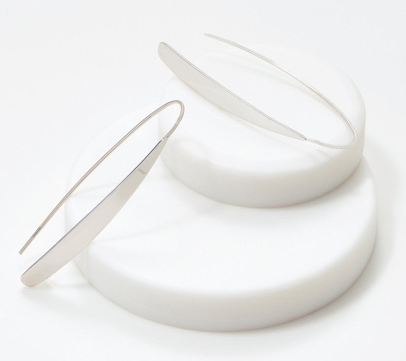 QVC Silver Style Sterling Curved Bar Linear Earrings