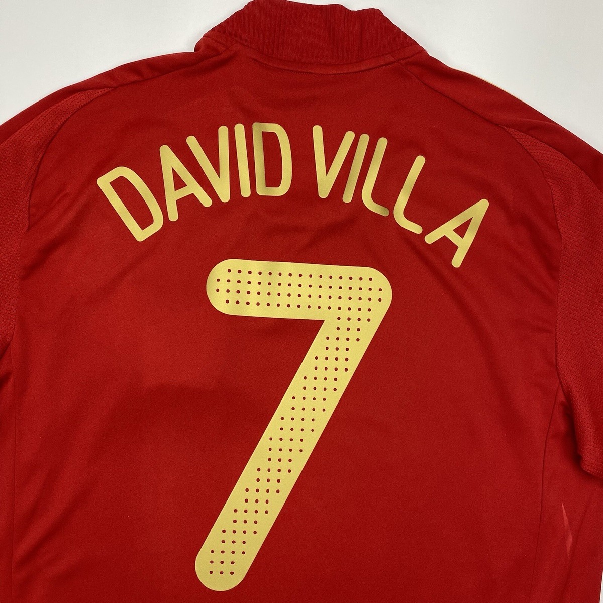 David Villa #7 Spain 2008 2009 Home Football Shirt Soccer