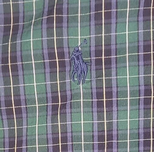 Ralph Lauren 儿童纽扣长袖正装衬衫格子绿色/蓝色 S 8 码 — 第 4/4 张图片