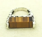 Vintage Sterling Silver Handmade Large Tiger's Eye Ring Size 8