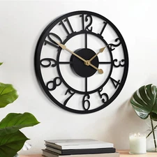Black Backwards Wall Clock Runs Counterclockwise 12 Inch Battery Operated Rou...