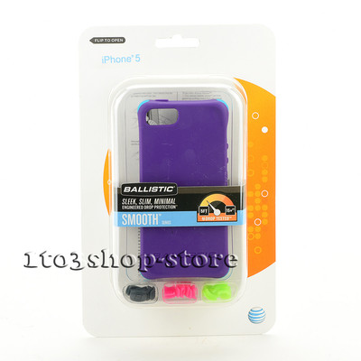 Ballistic LS Smooth Series Case w/Color Bumper Shock iPhone SE iPhone 5S- Purple