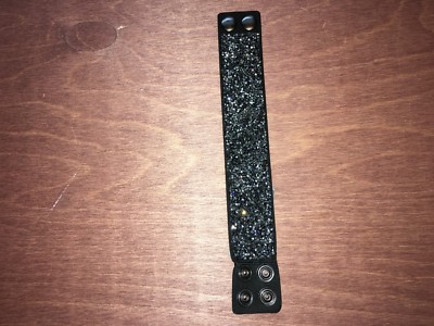Saks Fifth Avenue Leather Hematite Stone Bracelet Bangle Wristband NEW  