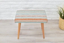 Upholstered Handmade Stool with Wood Legs - Beautiful and Functional Furniture