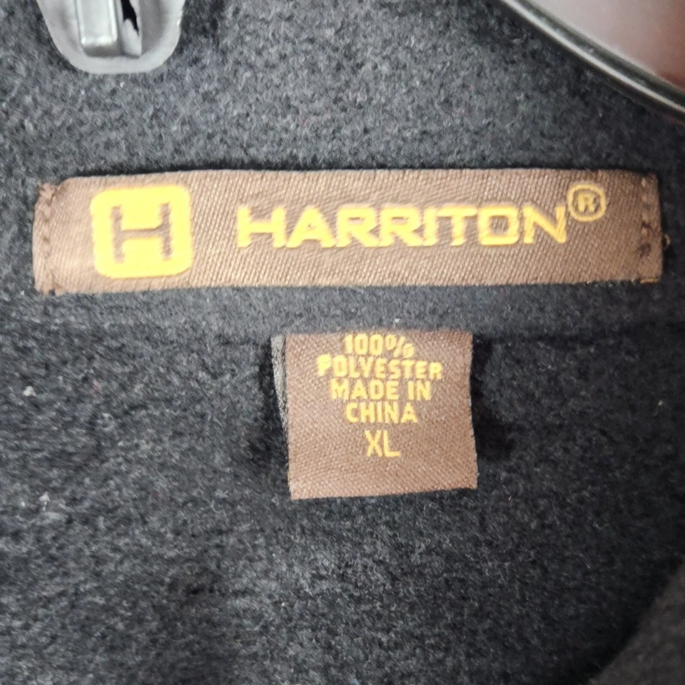 Harriton Fleece Jacket Mens Sz XL Solid Black Mock Neck Full Zip Pocket Outdoor - Image 3 of 4