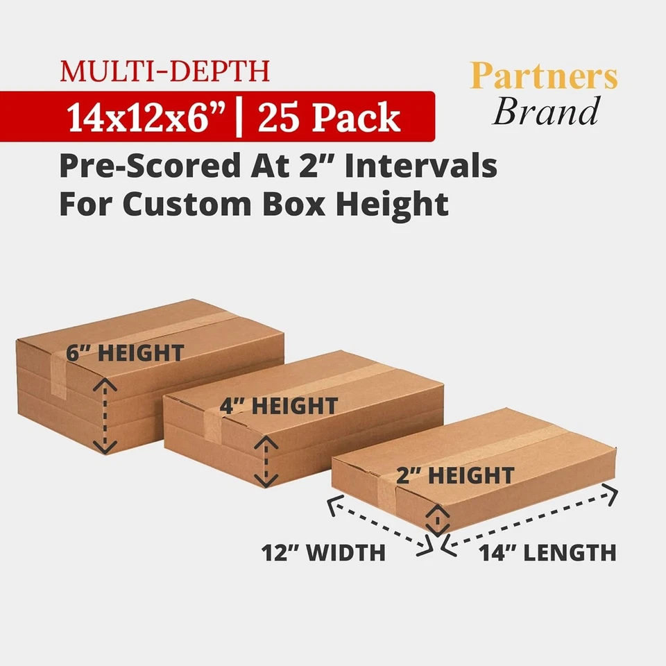 14x12x6 Corrugated Boxes, Shipping & Packaging, 25-Pack - Image 4 of 4