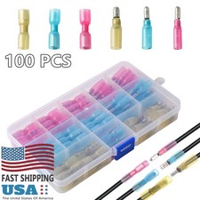 100PCS Heat Shrink Bullet Wire Connectors Female Male Crimp Terminals 22-10AWG