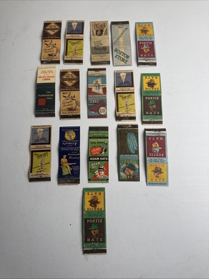 VTG 1930 s FASHION AIRMAID- PERMA-LIFT-PORTIS HATS MATCHBOOK COVER LOT OF 16