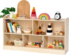 Montessori Book Toy Shelf for Kids 5-Section Organizer Birch Plywood