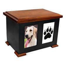 Large Pet Memorial Boxs with Paw Print Impression Kit Album Photo Frame Wooden