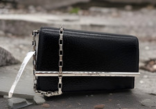 AUTH NWT $1900 Alexander McQueen Mini Cross Bar Leather Crssbody In Black W/Box