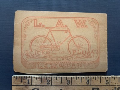 RARE 1890s Sliced Plug Tobacco Map Bicycle League of American Wheelmen Good Road