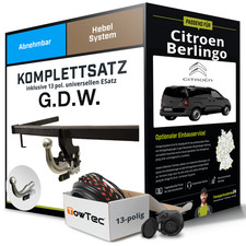 Anhängerkupplung abnehmbar für CITROEN Berlingo +E-Satz (AHK und ES) KIT NEU
