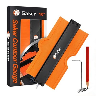 Saker Contour Gauge Tool for Woodworking & DIY, Profile 10 INCH, Orange