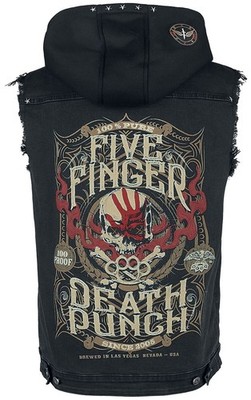 Five Finger Death Punch 5FDP Denim Battle Vest Jean Jacket Vest Metal Trash NEW