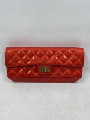 Chanel Patent Red Quilted 2.55 Reissue East West Clutch Bag