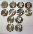 12 Mixed Kennedy Halves 1971 to 2010 - P/D/S Mints - Some BU, Some Circulated -
