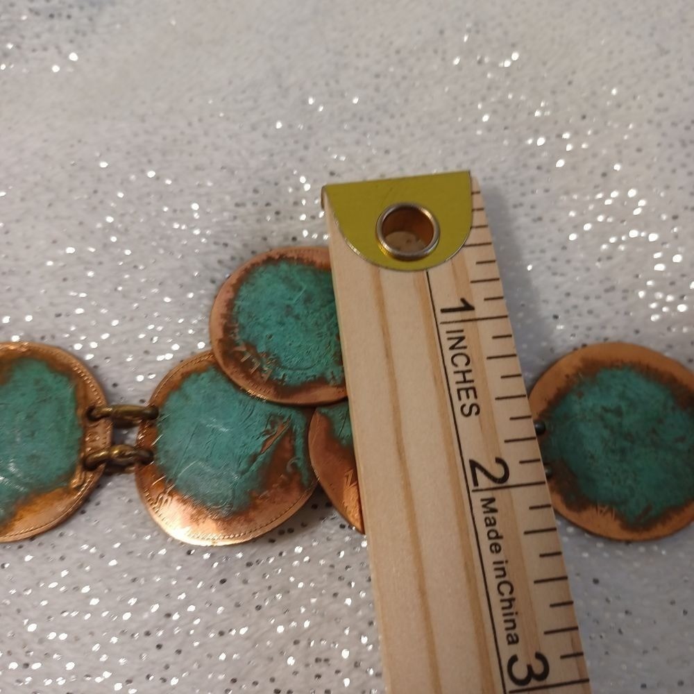 Bracelet Statement Oxidized Copper Turquoise Tone… - image 9