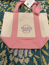 Trader Joe’s Mini Pastel Canvas Tote Bag Pink Spring 2025 Limited NEW