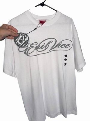 Evil Vice Tee White Streetwear Double Sided Print Streetwear Shirt Size L OS NWT