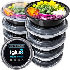 Containers Reusable 10 Pack 1 Compartment 28oz Round Food Containers with