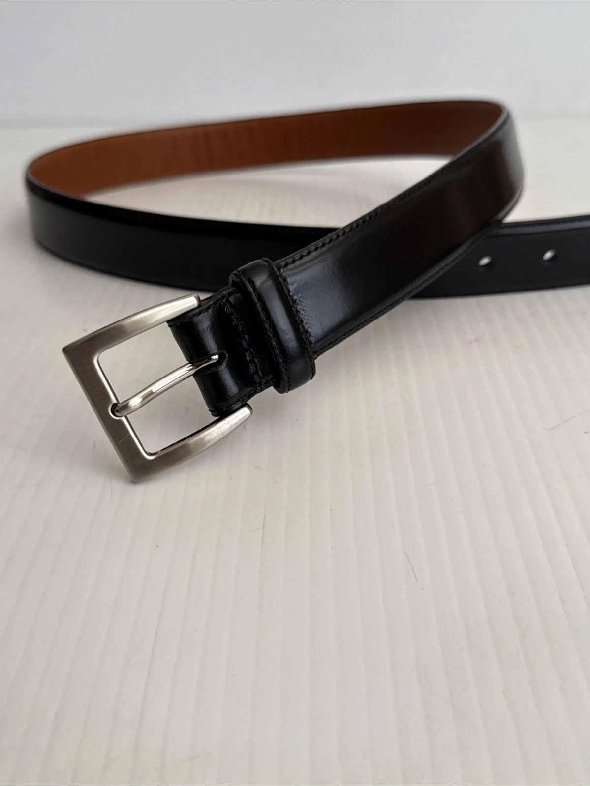 Coach Cintura Uomo Vintage Classica Pelle Verniciata Lucida Elegante Nero Lucido 40