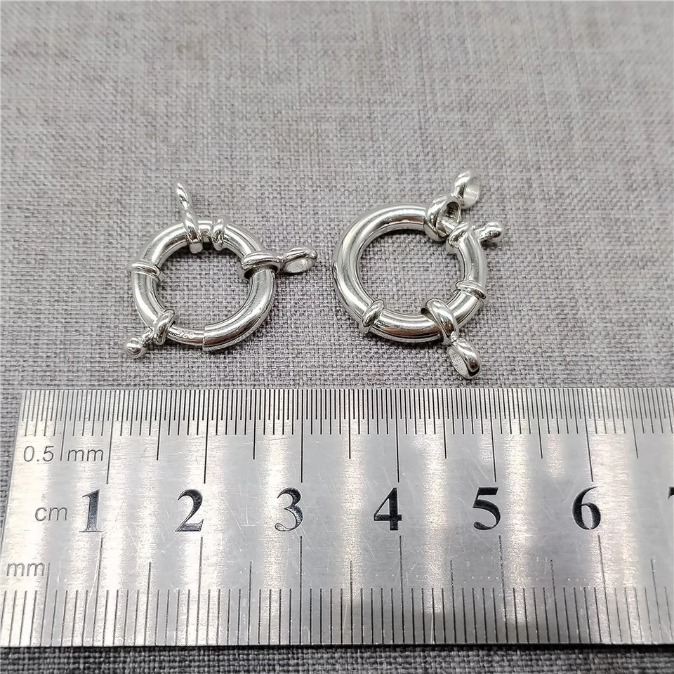 925 Sterling Silver Spring Ring Clasp 2 Strand Rhodium Plated 12 14 16 18 20mm - Image 2 of 4