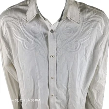 Roar Buckle Longsleeve Shirt Men's Large Country Western White Rockabilly Y2K 