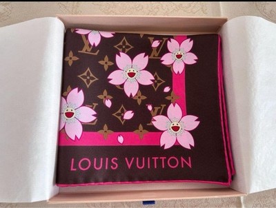 Louis Vuitton Cherry Blossom Scarf Takashi Murakami Monogram Pink