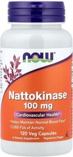 Now Foods Nattokinase 100 mg Cardiovascular Health 120 Vcaps EXP 03/28